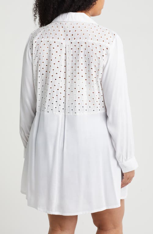 Boho Me Eyelet Button-up Shirt In White