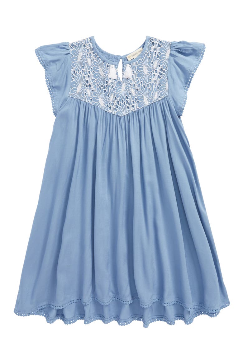 Embroidered Tassel Dress, Main, color, BLUE