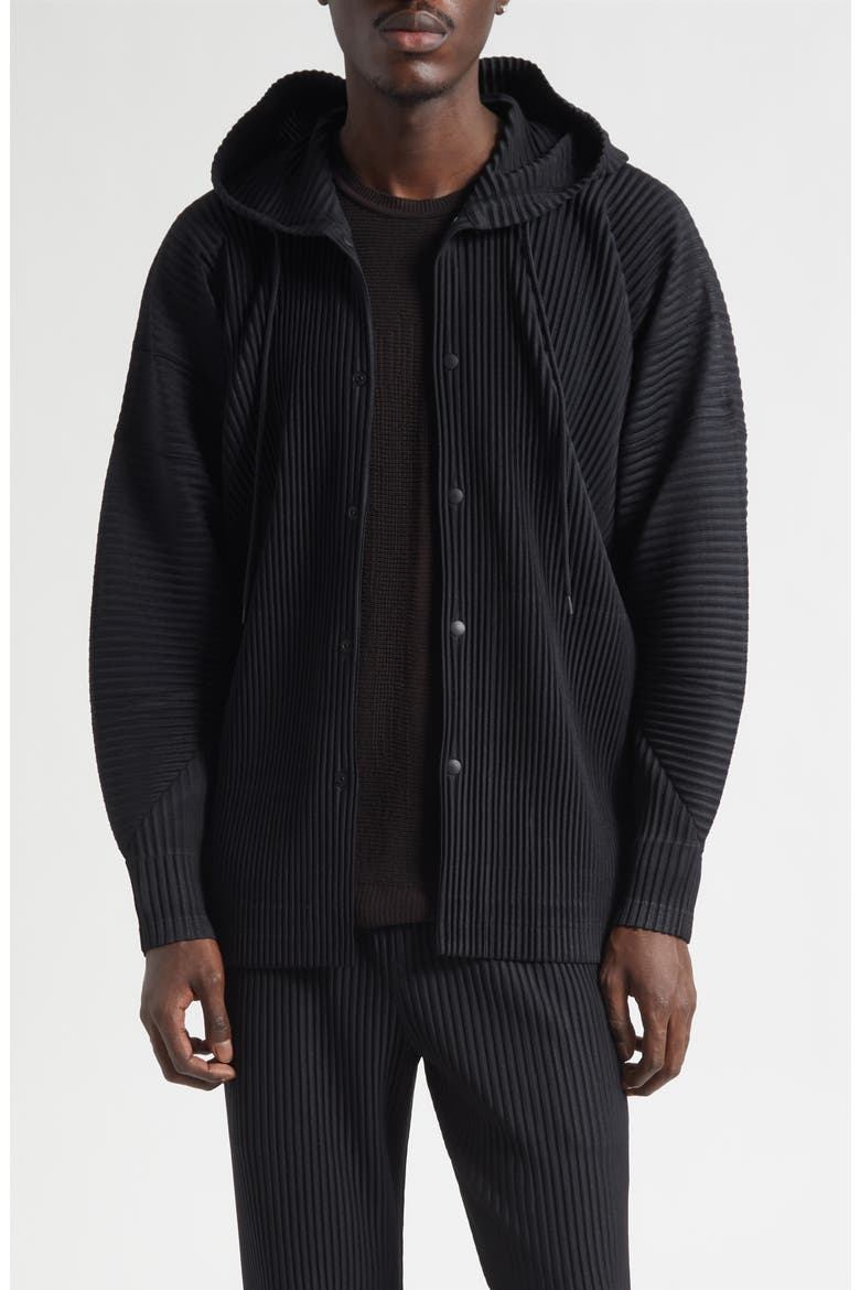 Monthly Colors February Pleated Hooded Jacket, Main, color, BLACK