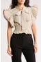 Dorothy Tie Front Ruffle Sleeve Crop Top