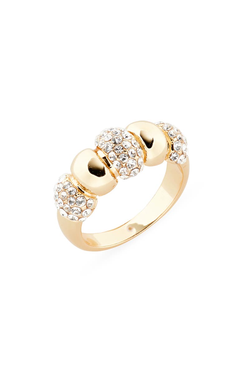 Covet Pavé Crystal Bubble Ring, Main, color, Clear / Gold