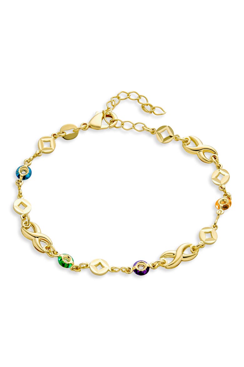 Crystal Love Infinity Anklet, Main, color, GOLD