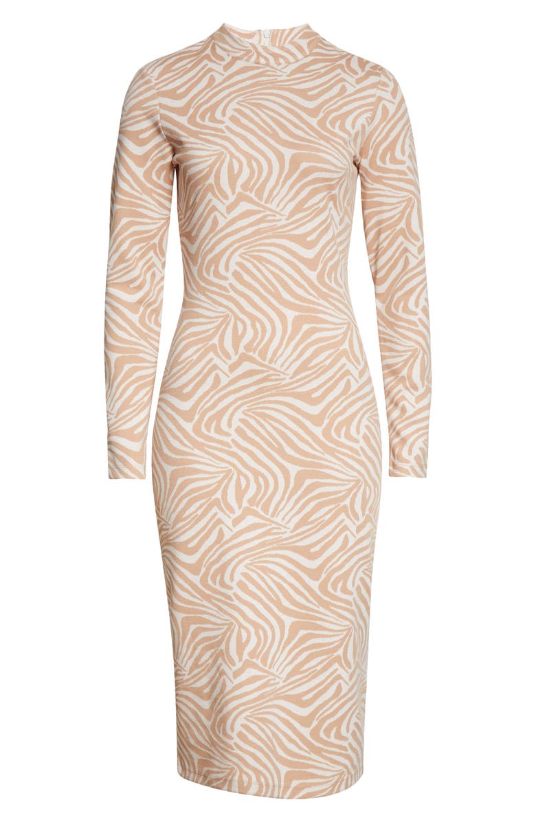 Ted Baker London Zebra Print Long Sleeve Midi Dress, Alternate, color, 