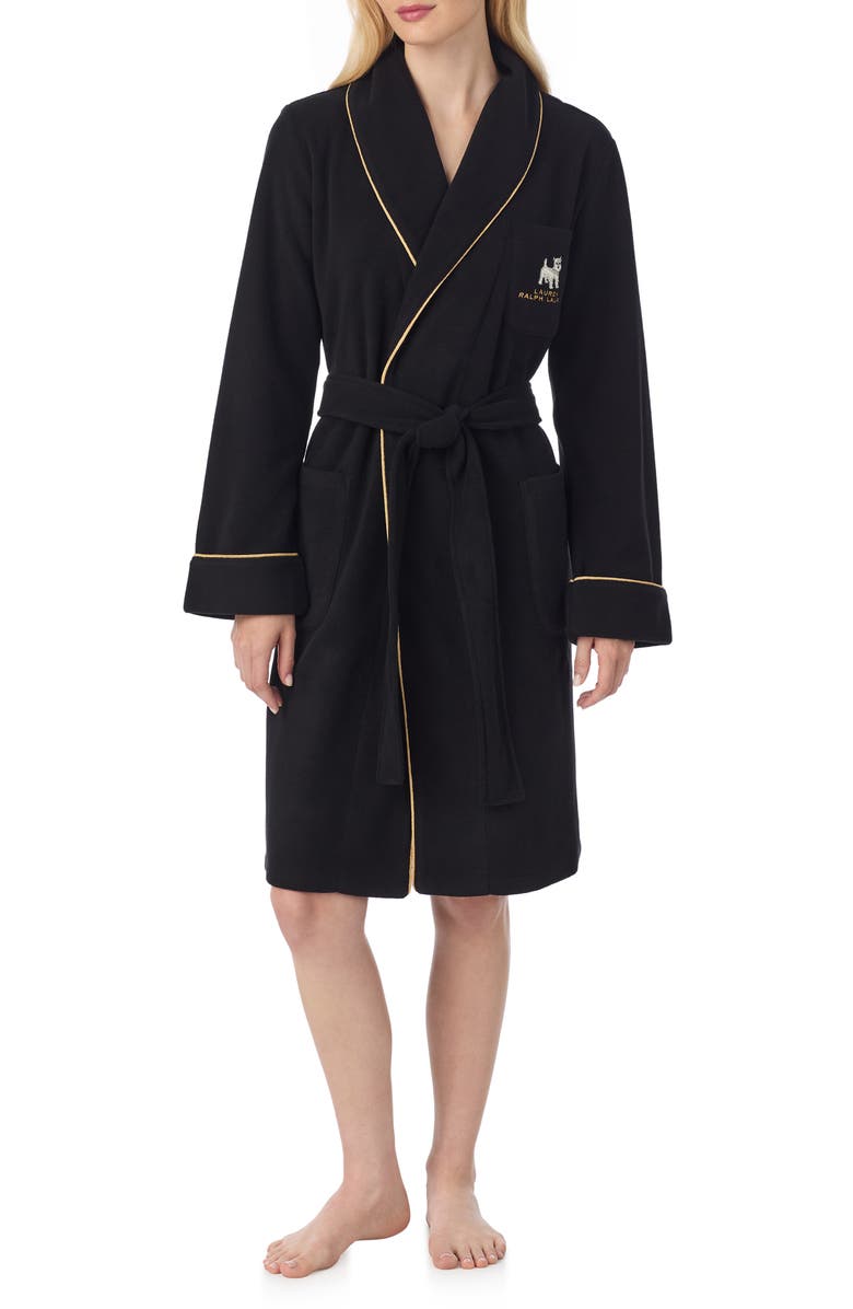 Lauren Ralph Lauren Fleece Robe, Main, color, Black