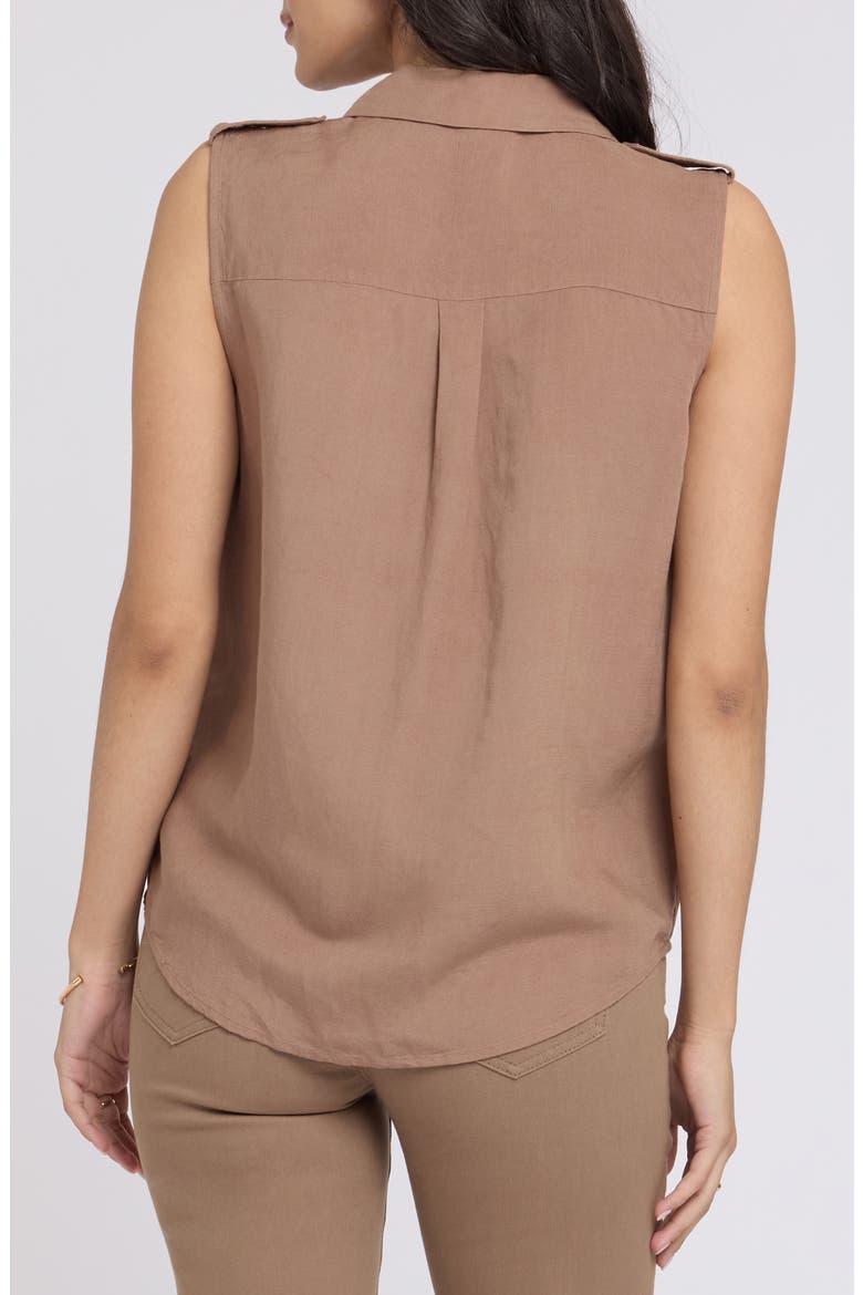 Gabrielle Sleeveless Camp Shirt, Alternate, color, TOASTED COCONUT