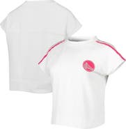 LUSSO Women's Lusso White Golden State Warriors Margot Cropped Tri-Blend Cap Sleeve Sweatshirt