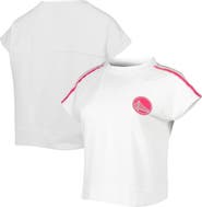 LUSSO Women's Lusso White Golden State Warriors Margot Cropped Tri-Blend Cap Sleeve Sweatshirt