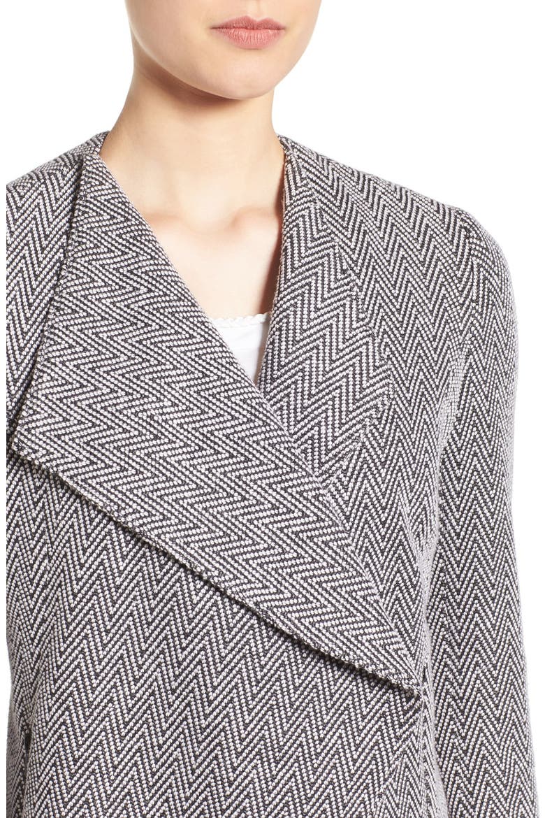 Cascade Front Jacket, Alternate, color, BLACK- IVORY CHEVRON