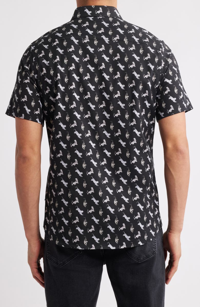 Stone Rose Tiger Print Short Sleeve Button-Up Shirt, Alternate, color, 