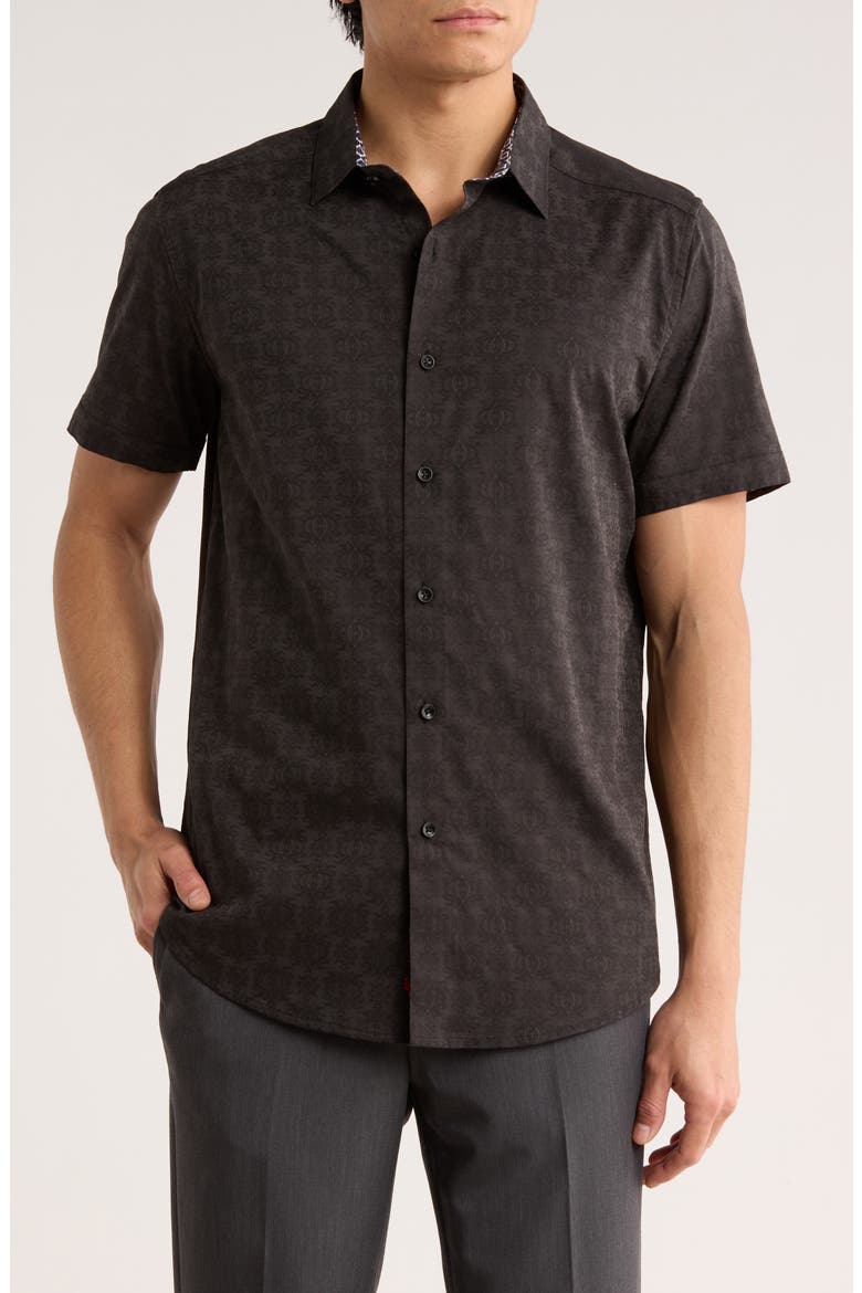 Stellman Short Sleeve Woven Shirt, Main, color, BLACK