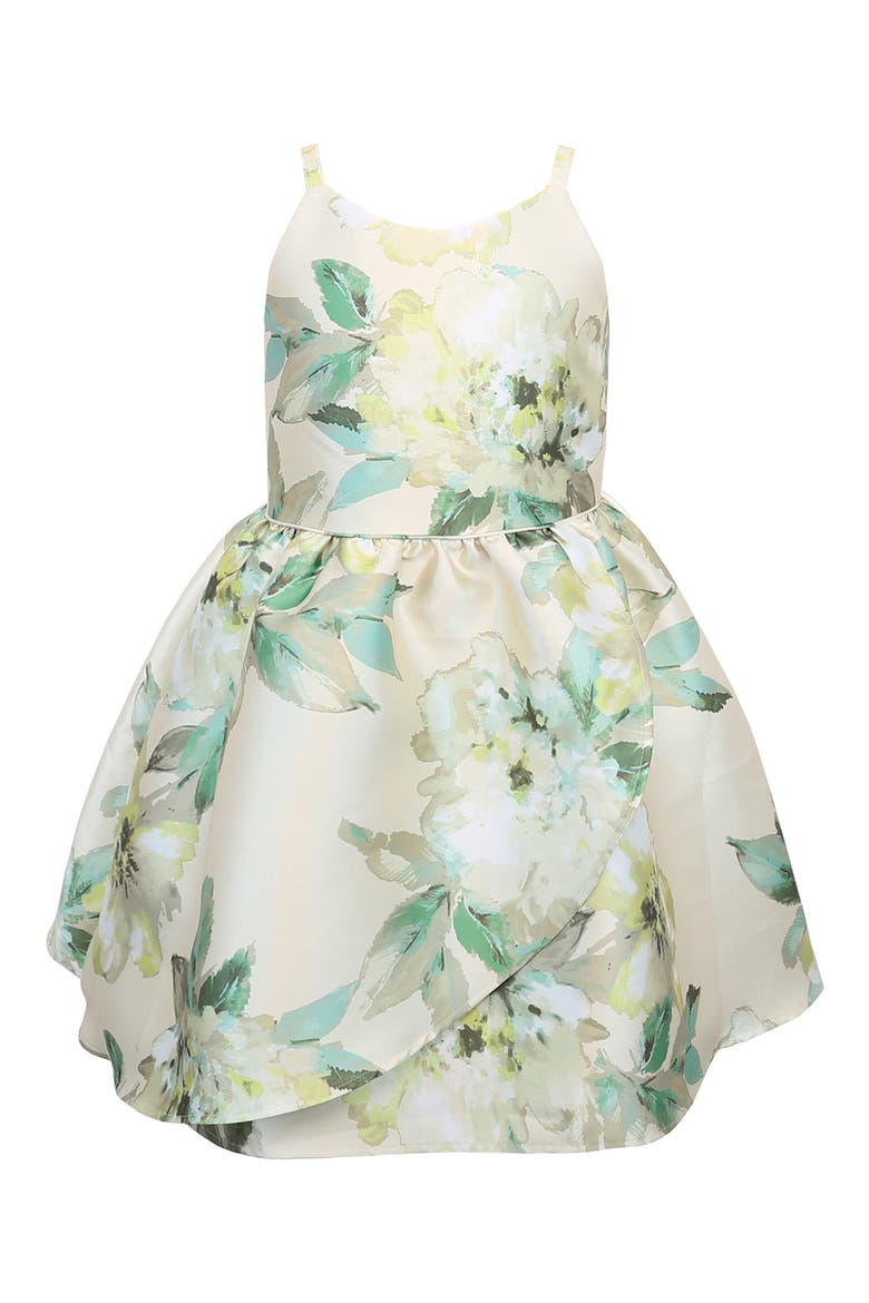 Kids' Floral Mikado Party Dress, Main, color, IVORY/MULTI