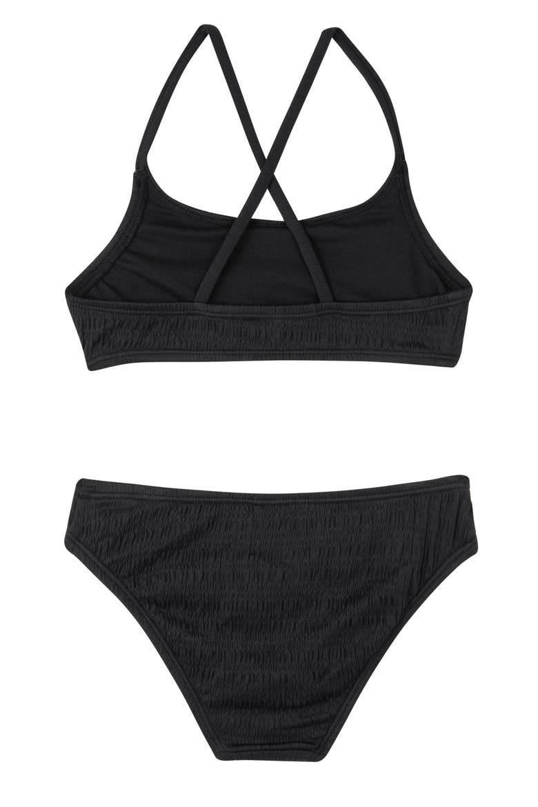 Beach Day Textured Criss Cross Strap Swim Set, Alternate, color, Black