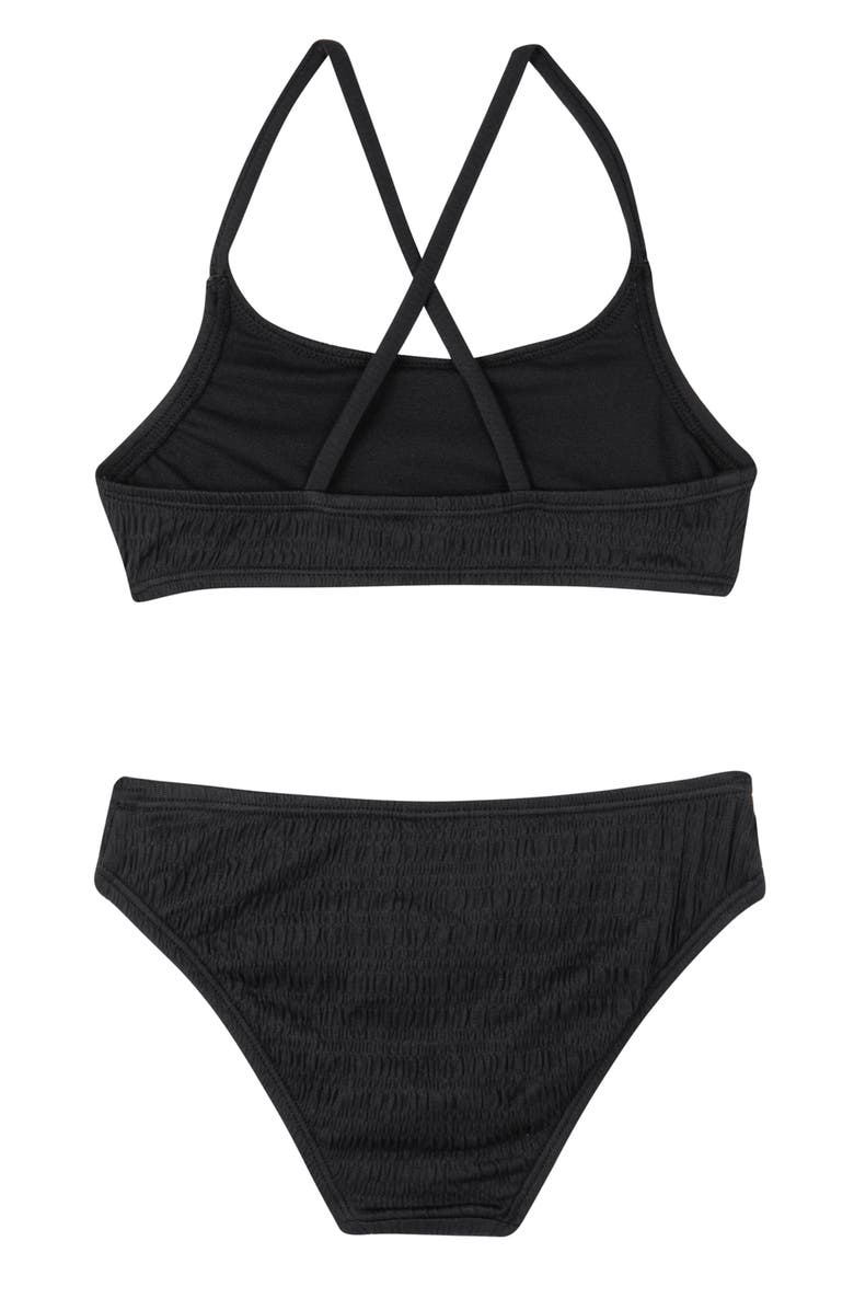 Gottex Kids Beach Day Textured Criss Cross Strap Swim Set, Alternate, color, Black