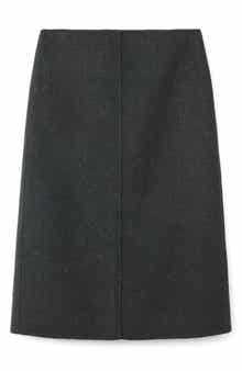 MANGO Selection Wool Blend Midi Skirt
