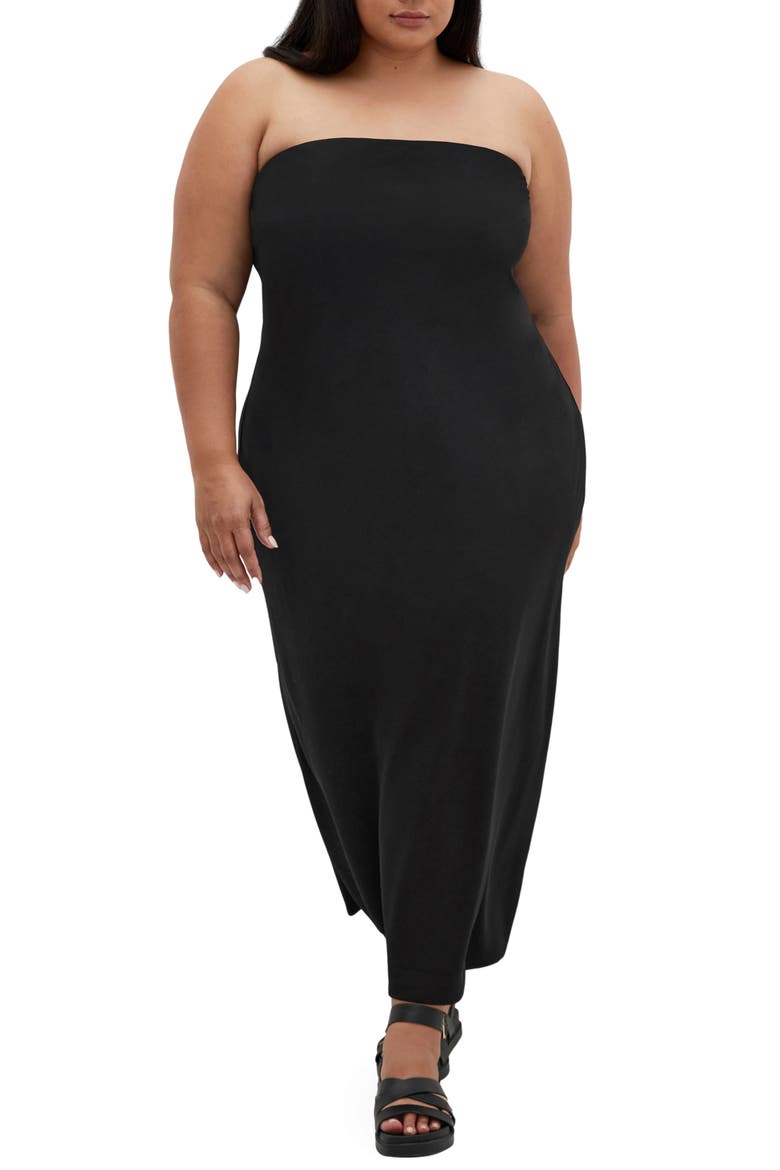 Amari Strapless Maxi Dress, Main, color, BLACK