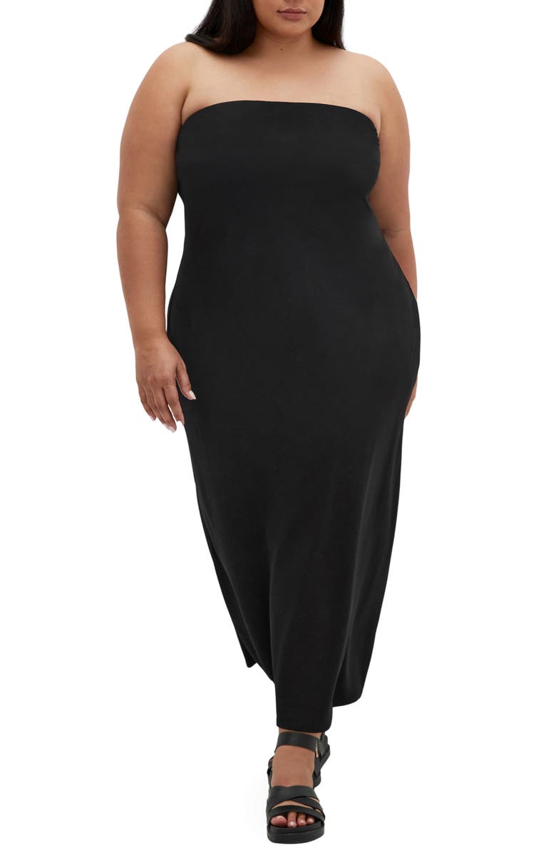 City Chic Sassy Strapless Jersey Midi Dress, Main, color, 