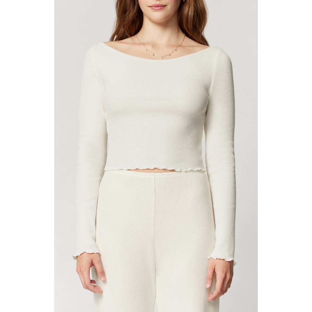 Florence By Mills Off The Shoulder Long Sleeve Crop Top In White
