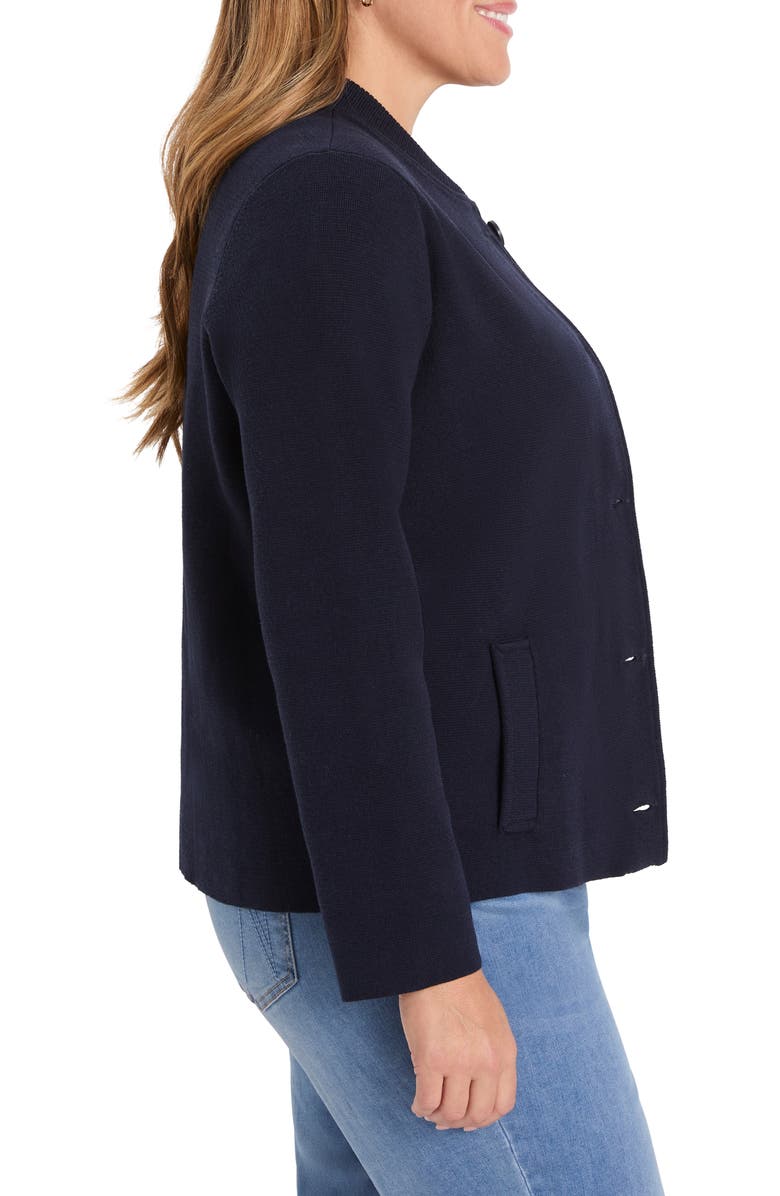 NIC+ZOE Knit Bomber Jacket, Alternate, color, Dark Indigo