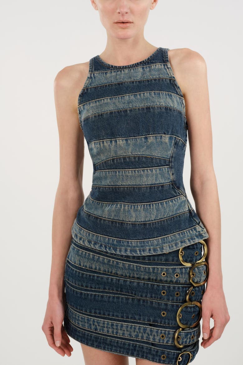 Denim Mini Skirt, Alternate, color, Multi-Colored