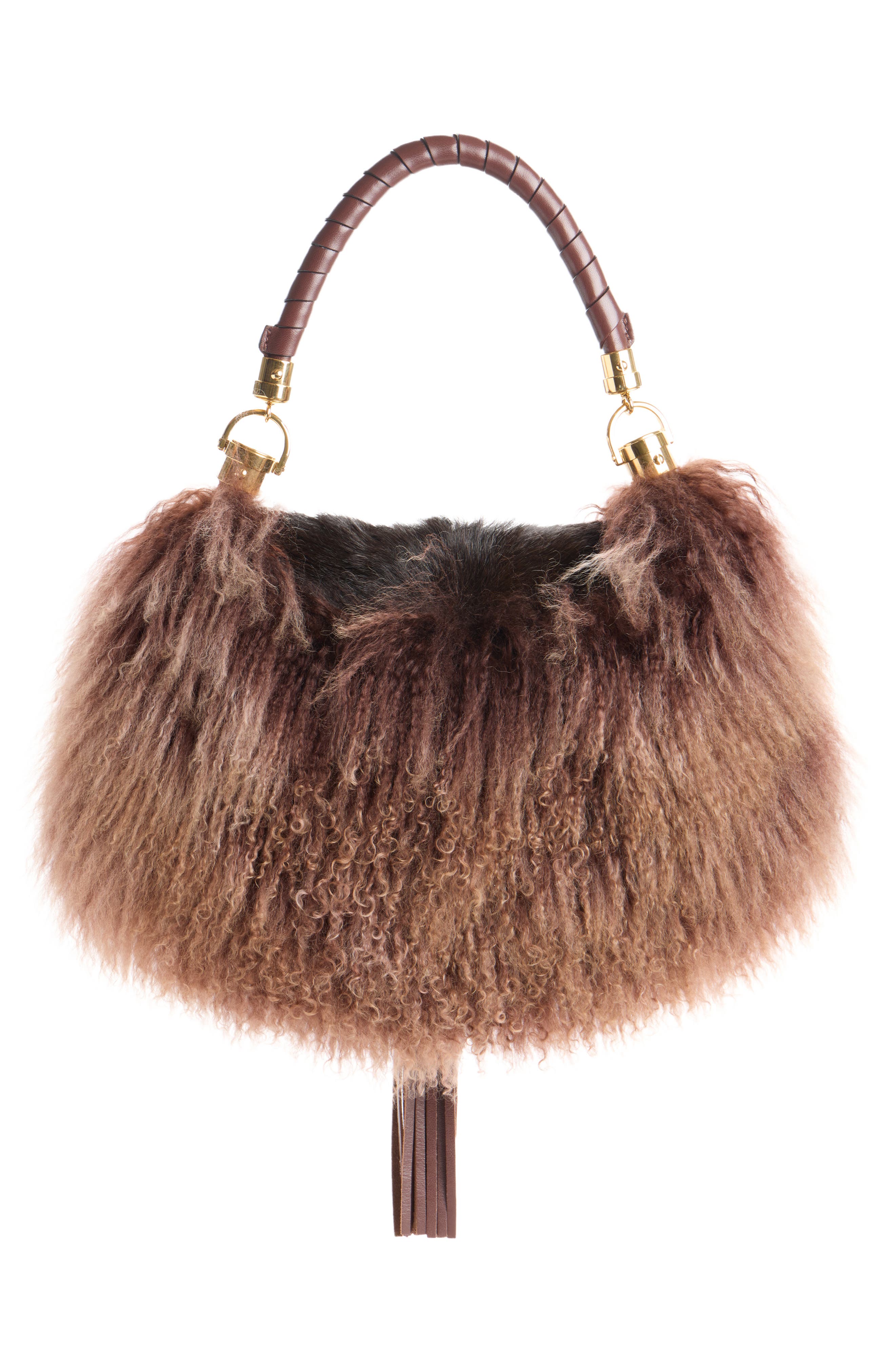 Marcie Foulard Shearling & Leather Hobo, Alternate, color, CRAFTY BROWN