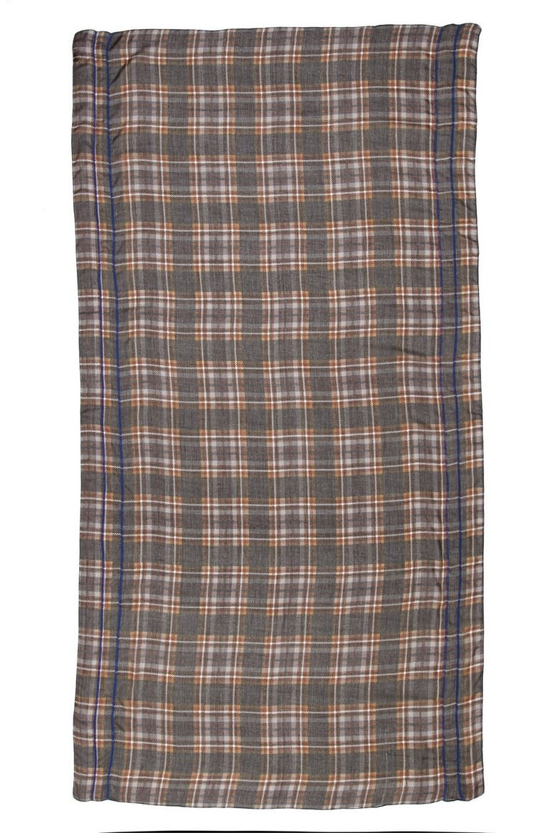 'Vintage Plaid' Wrap, Alternate, color, BLACK