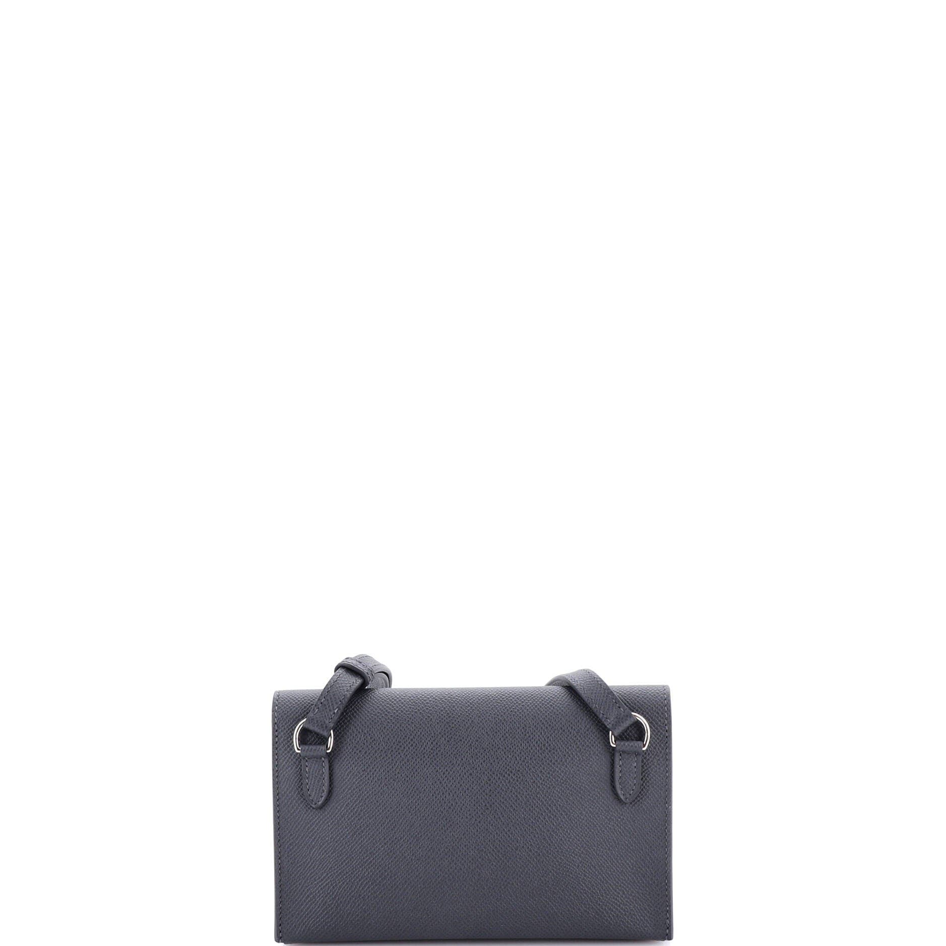 Pre-Owned Hermes Double Snap Pochette Crossbody Epsom, Alternate, color, Gris Misty