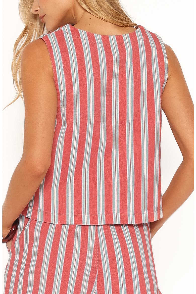 Marinda Striped Square Neck Cotton Top, Alternate, color, RED STRIPE