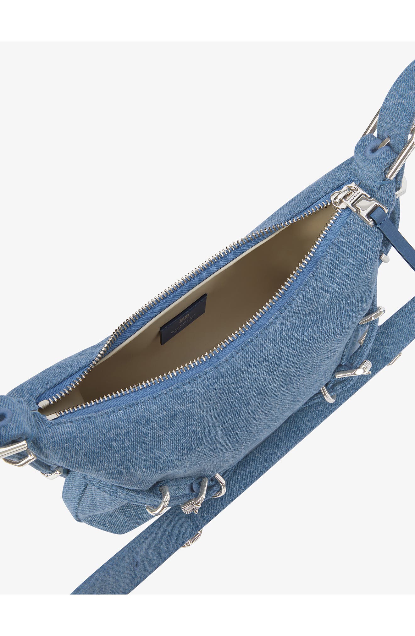 Givenchy Mini Voyou Denim Hobo, Alternate, color, 