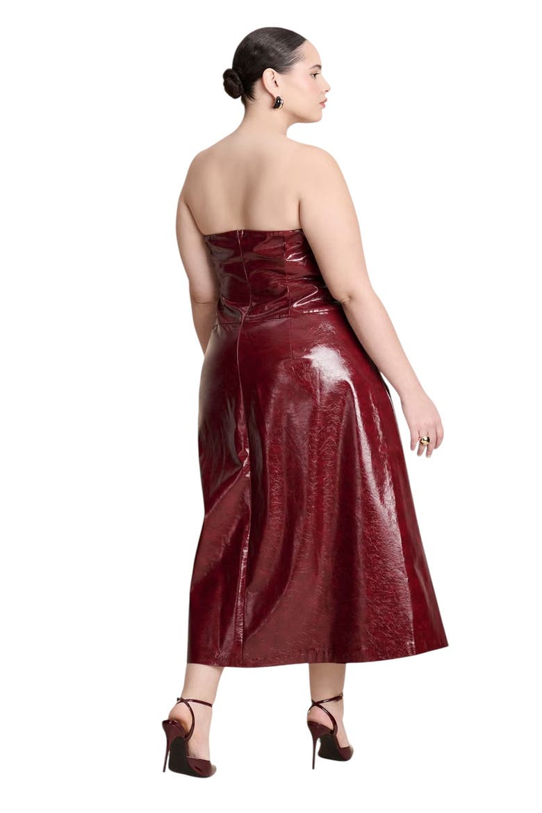 Textured Faux Leather Dress With Cup Detail, Alternate, color, POMEGRANATE