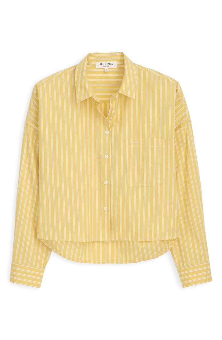Alex Mill Jo Oxford Stripe Crop Cotton Button-Up Shirt, Alternate, color, Yellow/ White