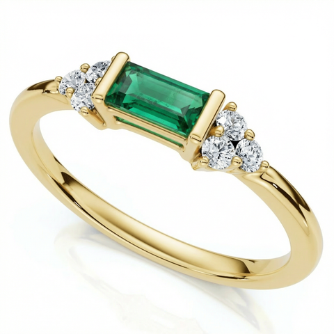 1/3Ct Thin Emerald Diamond Stackable Wedding Ring 14k Gold Lab Grown