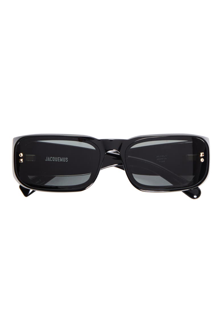 Les Lunettes Jac195 Rectangular Sunglasses, Main, color, BLACK/ LIGHT GOLD/ GREY