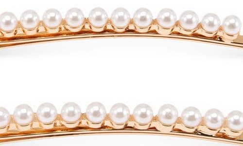 Ettika Single Line Set Of 2 Faux Pearl Hair Pins In Gold
