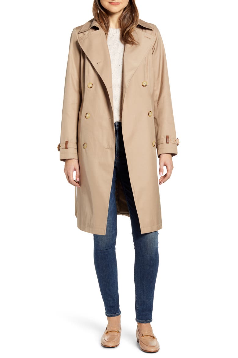 Double Breasted Trench Coat, Alternate, color, SAND