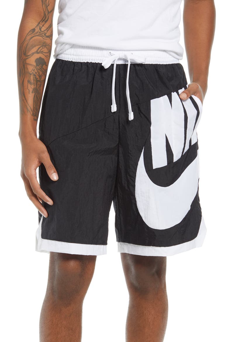 Dri-FIT Throwback Futura Nylon Athletic Shorts, Main, color, BLACK/ BLACK/ WHITE/ WHITE