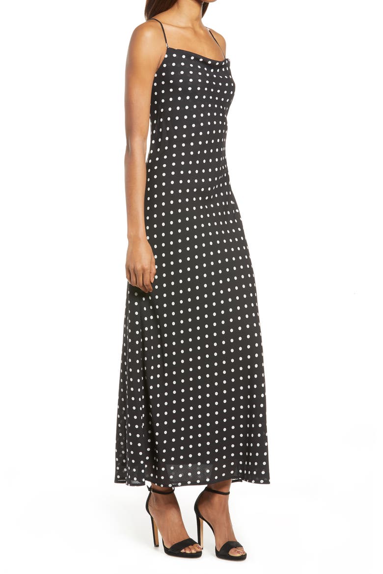 Dot Midi Dress, Alternate, color, BLACK SPOT