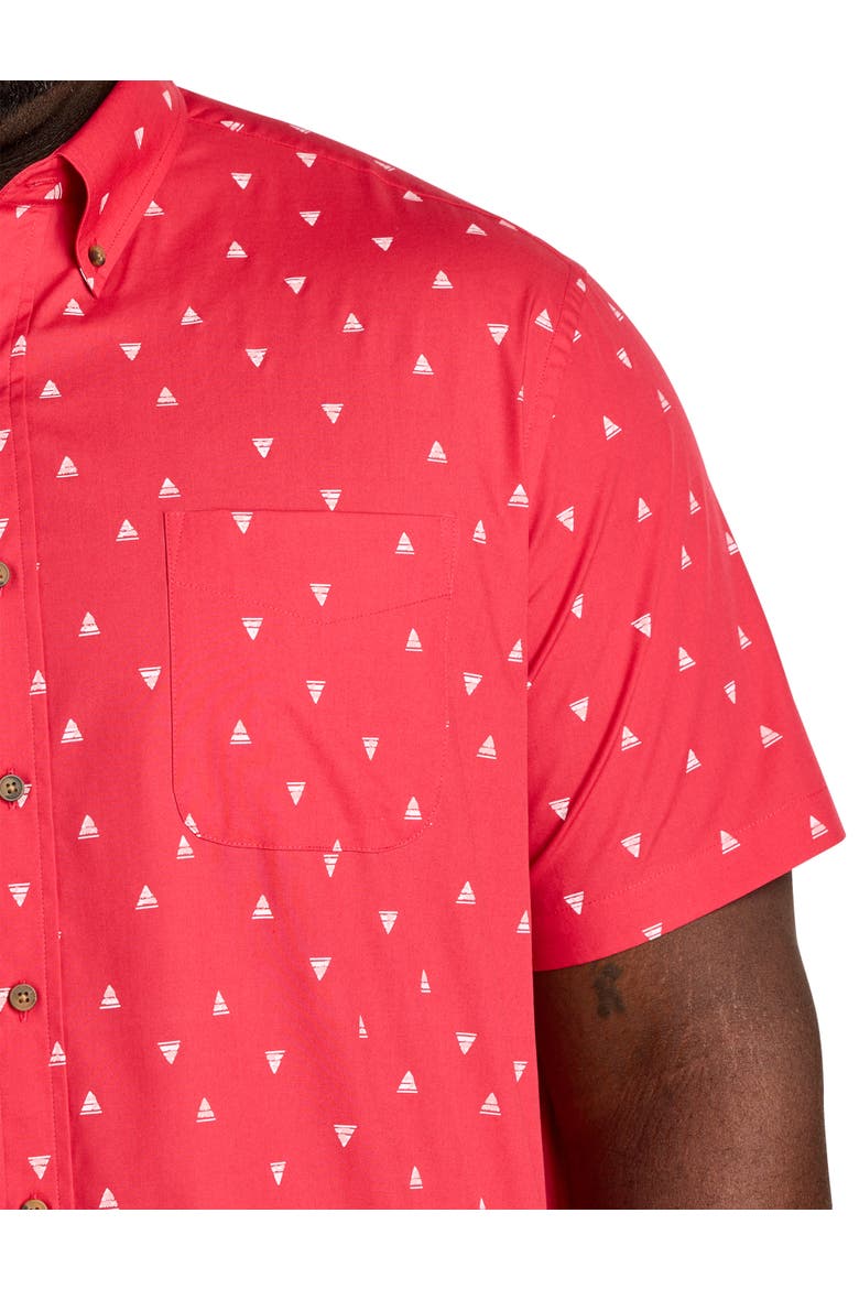Big & Tall Easy-Care Geometric Sailboat Print Sport Shirt, Alternate, color, RED