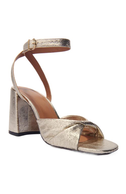 Maje Metallic Leather Sandals With Heels In Gold