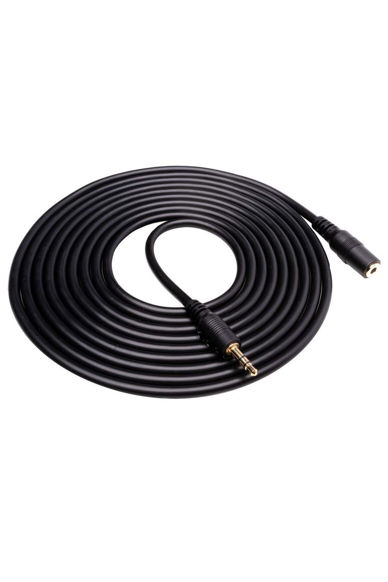 MC10 3.5mm TRS Female to Male Extension Cable - 10ft, Main, color, Black