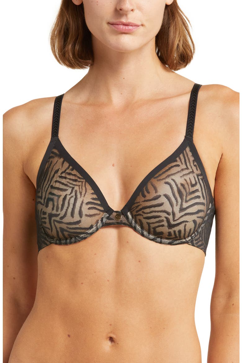 Allure Sheer Underwire T-Shirt Bra, Main, color, BLACK