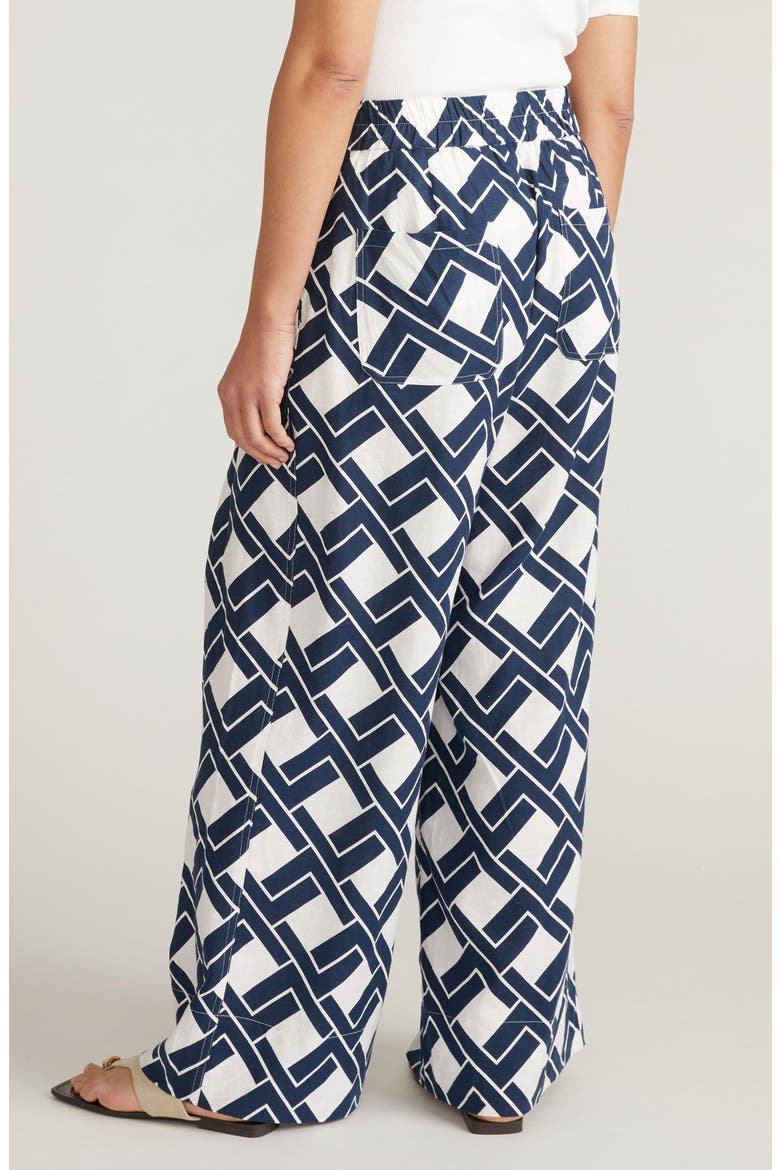 Marley Pleated Linen Blend Wide Leg Pants, Alternate, color, GEOMETRICA PRINT