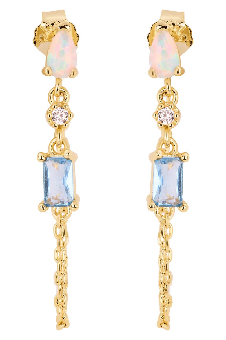 Multi Stone Chain Drop Earring, Main, color, GOLD