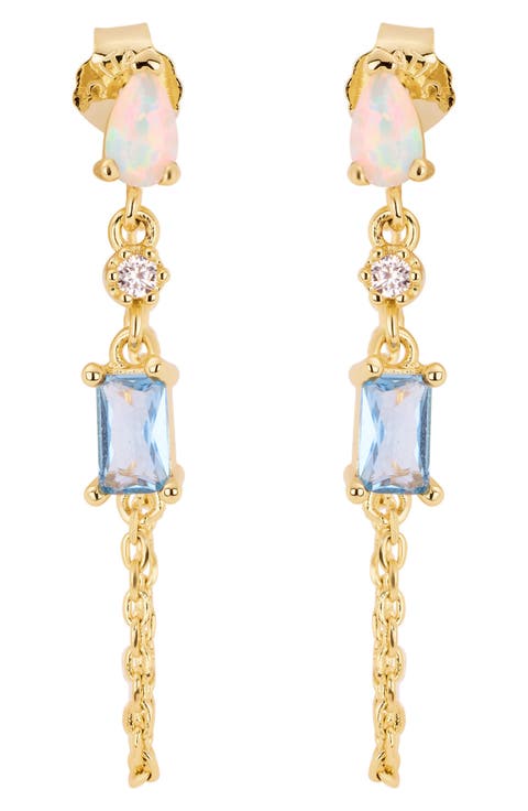 Multi Stone Chain Drop Earring