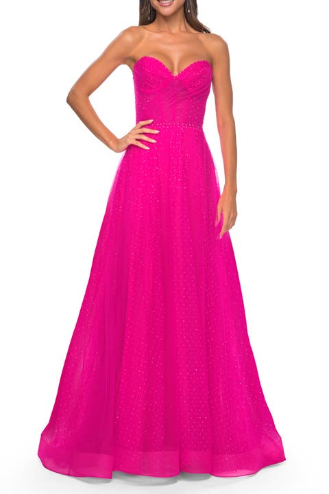 Sweetheart Tulle and Rhinestone Prom Dress with Illusion Detail