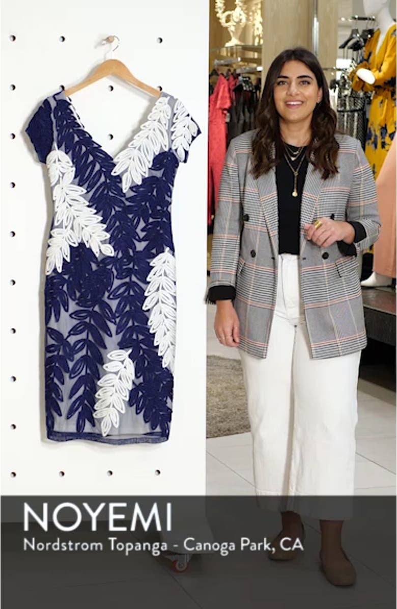 Leaf Soutache V-Neck Sheath Dress, sales video thumbnail