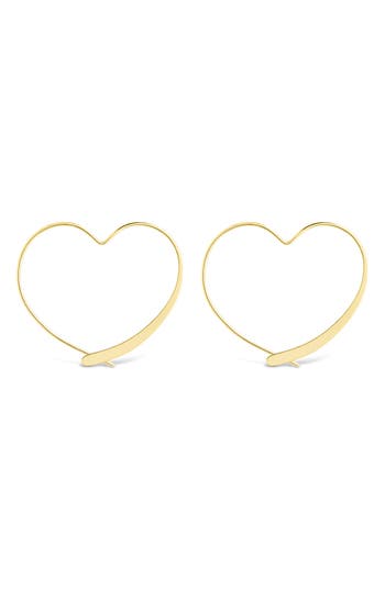 Sterling Forever Rorie Heart Threader Hoop Earrings