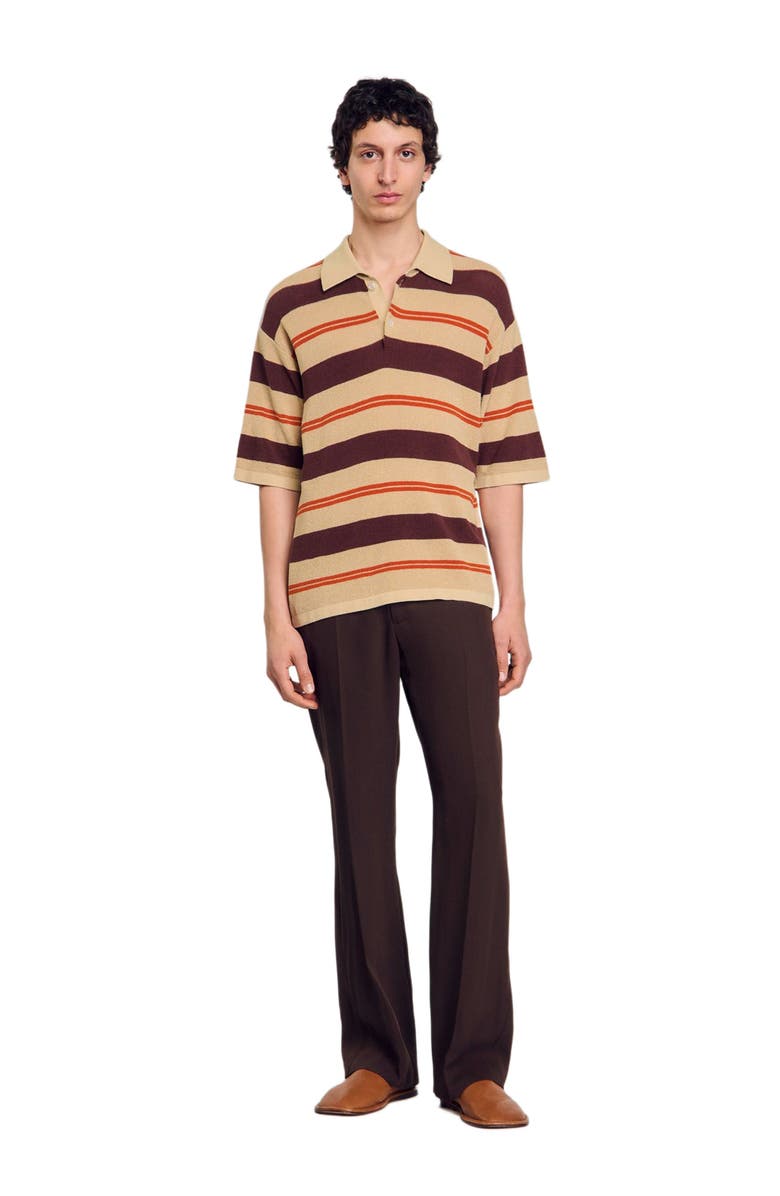 SANDRO Stripy knit polo shirt, Alternate, color,
