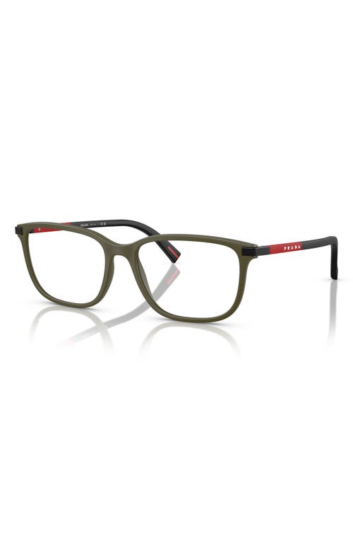 Prada Linea Rossa 56mm Pillow Optical Glasses In Military Green
