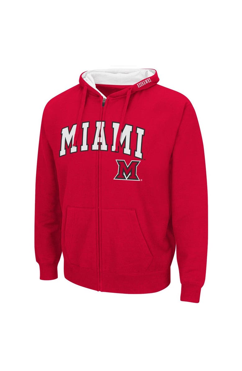 COLOSSEUM Men's Colosseum Red Miami University RedHawks Arch & Logo 3.0 Full-Zip Hoodie, Alternate, color, Red