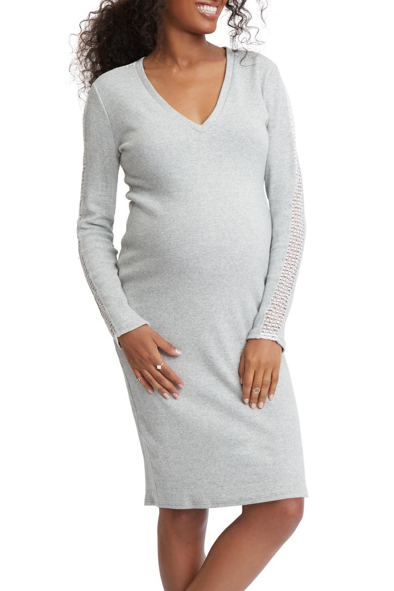 Maternity Sweatshirt Dress, Main, color, GREY